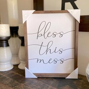 Bless This Mess Sign, Gallery Wall Funny Farmhouse Wall Decor